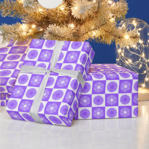 Papel De Presente Padrão Floral Roxo Lavanda