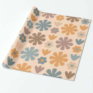 Papel De Presente Padrão Floral Russo-Retroescandinavo Cheerful