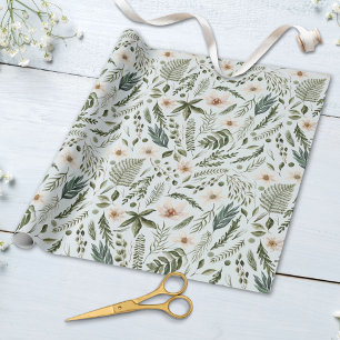 Papel De Presente Padrão Floral Sem Costura Aquarela Folhagem de Flo