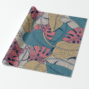 Papel De Presente Padrão floral sem costura com folhas. dorso tropi