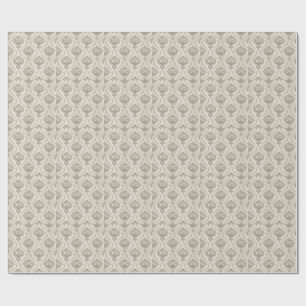 Papel De Presente Padrão Floral Sem Costura Dourado Damasco Real Des