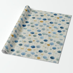 Papel De Presente Padrão Floral Sereno Jardim de Chuva (2)