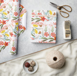 Papel De Presente Padrão Floral Terroso de Mãe Flor Silvestre