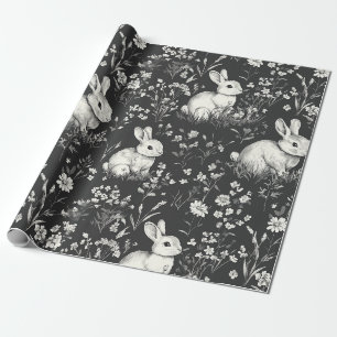 Papel De Presente Padrão Floral Toile de Coelho Elegante Vintage (2)