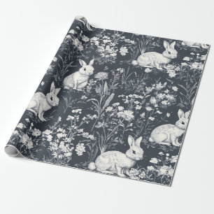 Papel De Presente Padrão Floral Toile de Coelho Elegante Vintage (5)