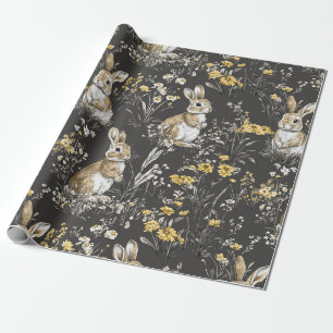 Papel De Presente Padrão Floral Toile de Coelho Elegante Vintage (9)