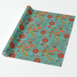 Papel De Presente Padrão Floral Único