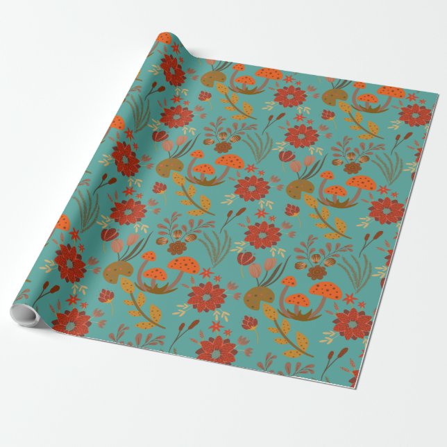 Papel De Presente Padrão Floral Único (Desenrolado)