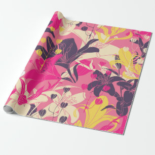 Papel De Presente Padrão floral uniforme de vindima. Design de cort