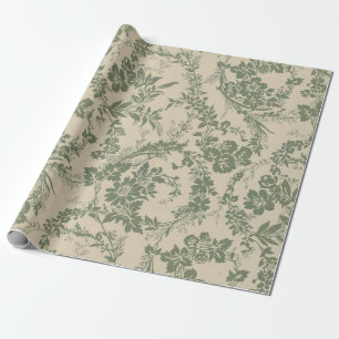 Papel De Presente Padrão Floral Verde Vintage