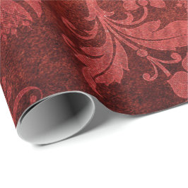 Papel De Presente Padrão floral vermelho-real de damascos vermelhos 