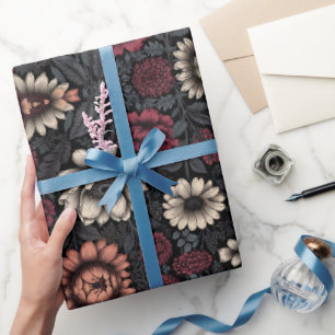 Papel De Presente Padrão Floral Vibrante com Cores Misturadas
