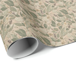 Papel De Presente Padrão Floral Vintage Sage Deluxe
