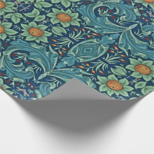 Papel De Presente Padrão Floral William Morris Red Yellow Blue Gree