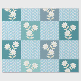 Papel De Presente Padrão Floral Xadrez Elegante Sem Costura