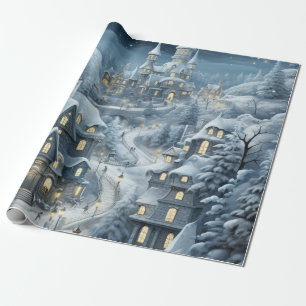 Papel De Presente Padrão Florestal de inverno da Pastel Watercolor