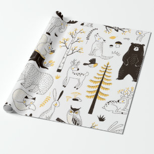 Papel De Presente padrão florestal do outono