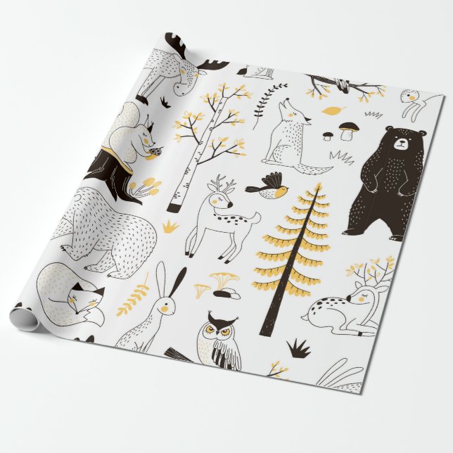 Papel De Presente padrão florestal do outono (Desenrolado)