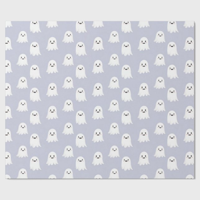 Papel De Presente Padrão Fofo de Fantasma Kawaii de Halloween (Aberto)