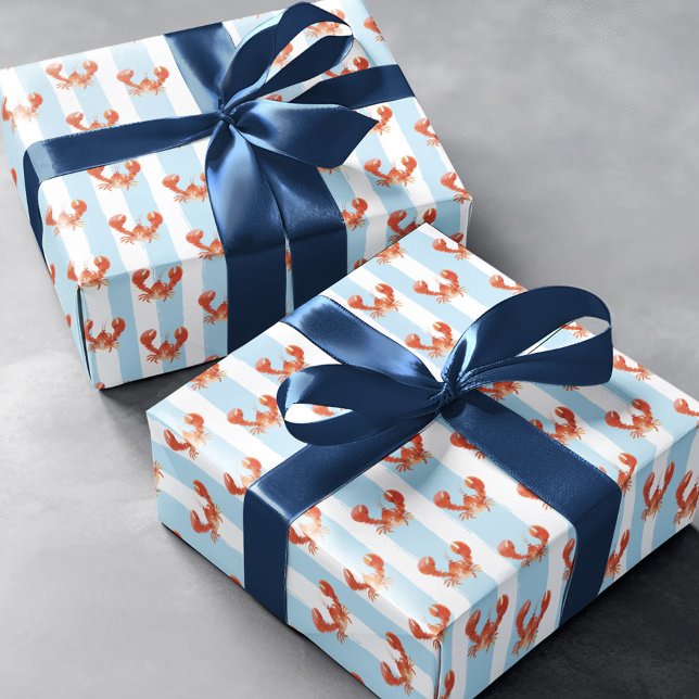 Papel De Presente Padrão Fofo de Lagosta Náutica (Criador carregado)