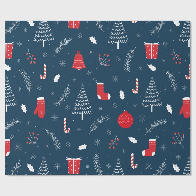 Papel De Presente Padrão Fofo de Natal com Desenhos (Aberto)