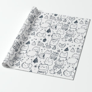 Papel De Presente Padrão Fofo de Natal de Inverno com Rabiscos (1)