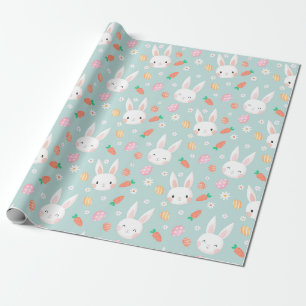 Papel De Presente Padrão Fofo do Coelho de Páscoa