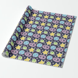 Papel De Presente Padrão Fofo do Espaço