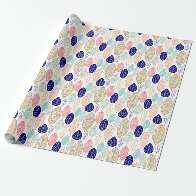 Papel De Presente Padrão Folha - Cores 01 (Desenrolado)