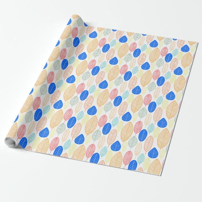 Papel De Presente Padrão Folha - Cores 02 (Desenrolado)
