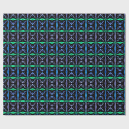Papel De Presente Padrão Fractal de Caleidoscópio Azul