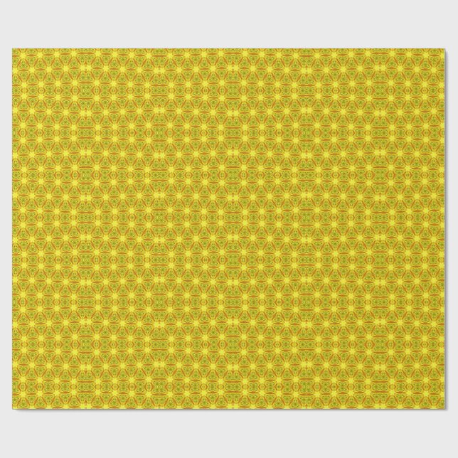 Papel De Presente Padrão Fractal de Caleidoscópio Dourado (Aberto)