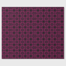 Papel De Presente Padrão Fractal de Caleidoscópio Rosa e Preto para 