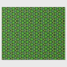 Papel De Presente Padrão Fractal de Caleidoscópio Verde e Preto