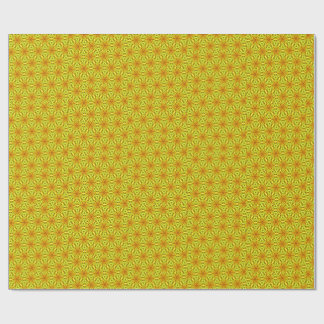 Papel De Presente Padrão Fractal do Caleidoscópio Dourado