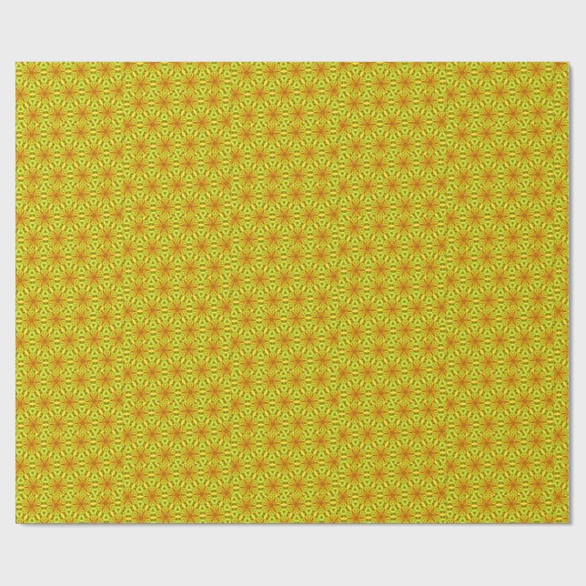 Papel De Presente Padrão Fractal do Caleidoscópio Dourado (Aberto)