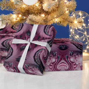 Papel De Presente Padrão Fratural Decorativo legal Maroon e Preto