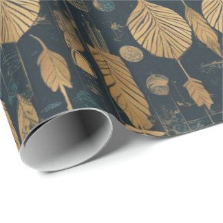 Papel De Presente Padrão futurista com folhas