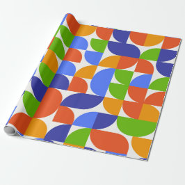 Papel De Presente Padrão geométrico abstrato Bauhaus em azul verde