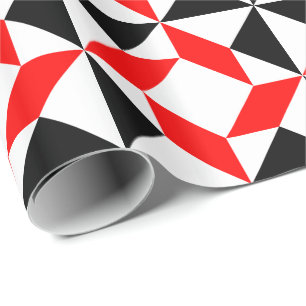 Papel De Presente Padrão geométrico abstrato branco vermelho preto