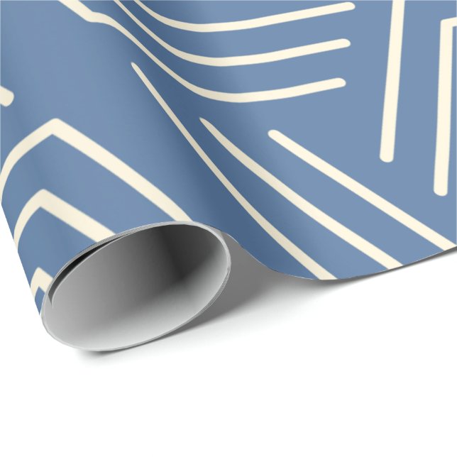 Papel De Presente Padrão geométrico abstrato de linhas brancas em zi (Ponta do rolo)