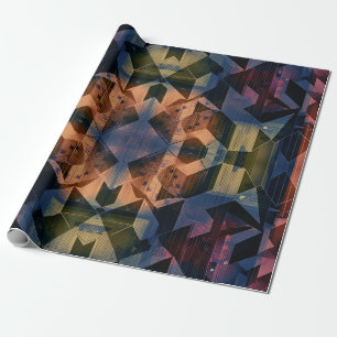 Papel De Presente Padrão geométrico abstrato é uma flor acastanhada 