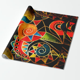 Papel De Presente Padrão geométrico abstrato tribal de origem bril