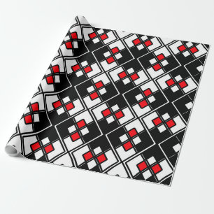 Papel De Presente Padrão geométrico Abstrato - vermelho, preto e b