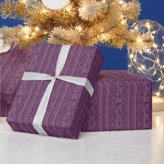 Papel De Presente Padrão Geométrico | Arcos Deco Roxo (Feriados)