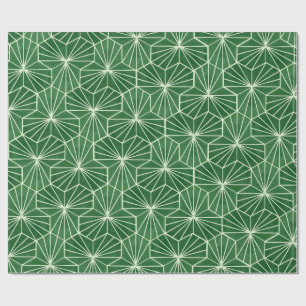 Papel De Presente Padrão Geométrico Art Déco Retro em Verde Lima