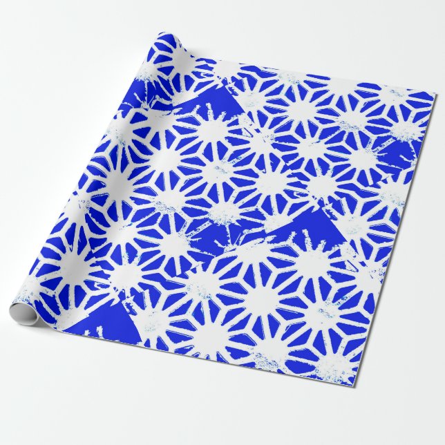 Papel De Presente Padrão geométrico azul (Desenrolado)