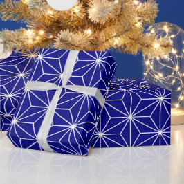 Papel De Presente Padrão Geométrico Azul Marinho