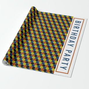 Papel De Presente Padrão Geométrico Brilhante, Festa de aniversário