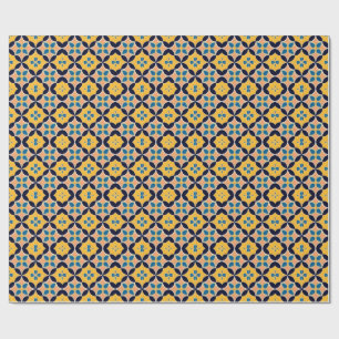 Papel De Presente Padrão Geométrico Colorido com Design de Azulejo R